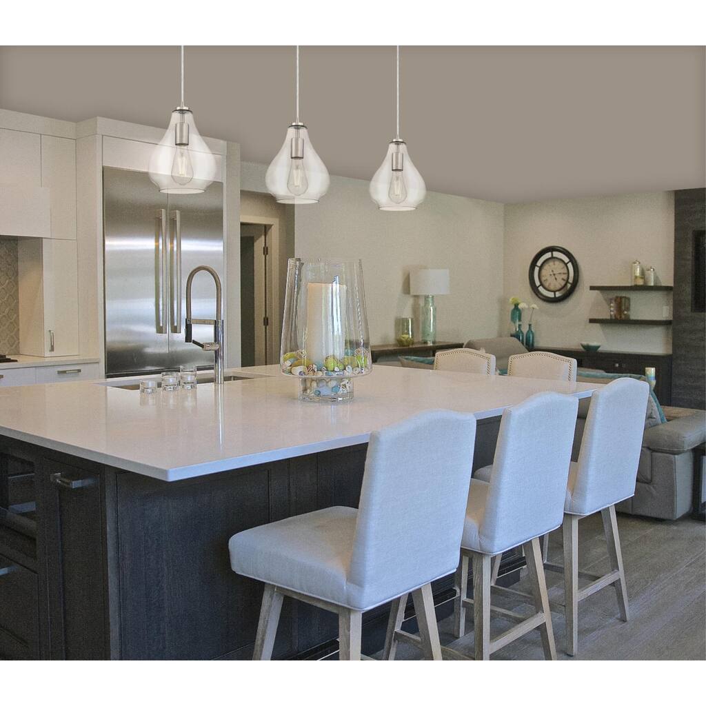 Westinghouse Lighting Carsley One-Light Indoor Mini Pendant, Brushed Nickel Finish with Clear Crackle Glass - 1-Light