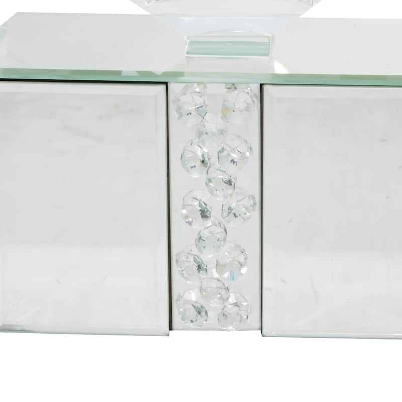 Glass Pillar Candle Holder with Floating Crystals