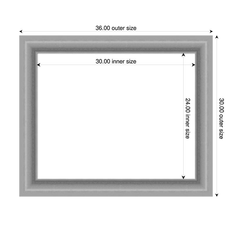 Amanti Art Peak Polished Nickel Framed Dry Erase Magnetic Board - 36 x 30 in