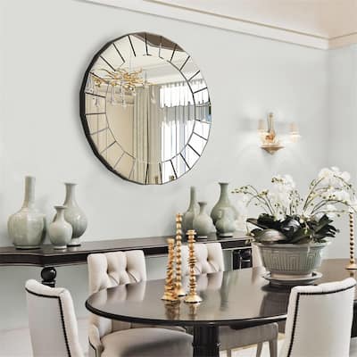 Round Wall Decor Art Glass Mirror Accent Venetian Ornate Mirror - 32"x32"