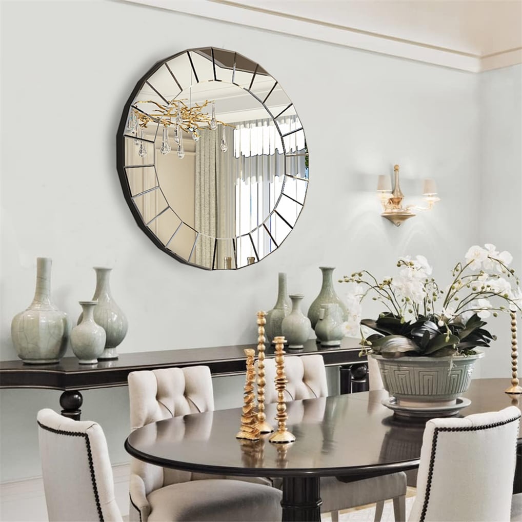 Round Wall Decor Art Glass Mirror Accent Venetian Ornate Mirror - 32"x32"