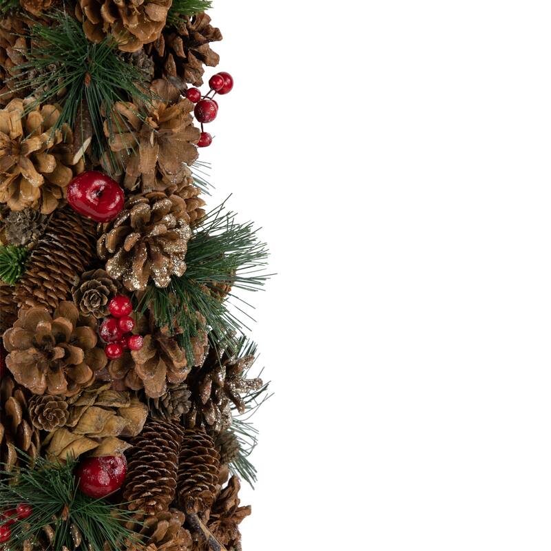 19" Pine Cone and Berries Christmas Tree Tabletop Decoration