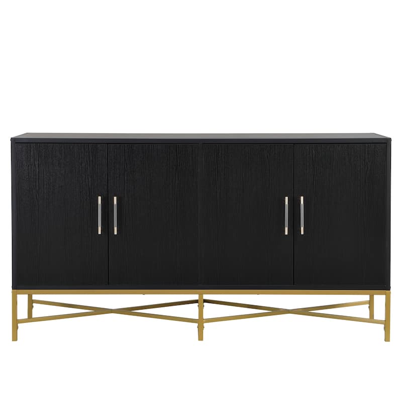 Sideboard Cabinet with Metal Handles, Entryway Storage Cabinets with Shelves, Buffet Cabinet with Metal Cross Leg