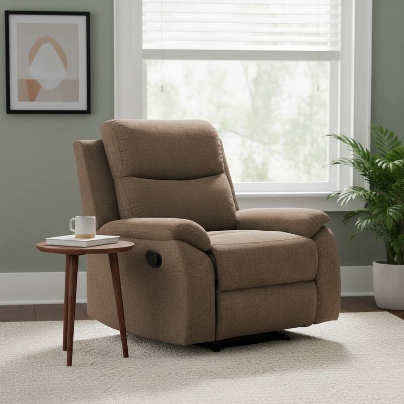 Contemporary Faux Leather Living Room Reclining Chair - Brown