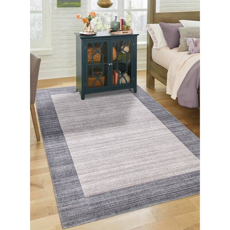 ECARPETGALLERY Hand Loomed Kashkuli Gabbeh Light Grey Wool Rug - 5'7 x 7'8
