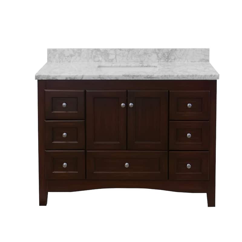 KitchenBathCollection Abbey 48" Bathroom Vanity with Carrara Marble Top