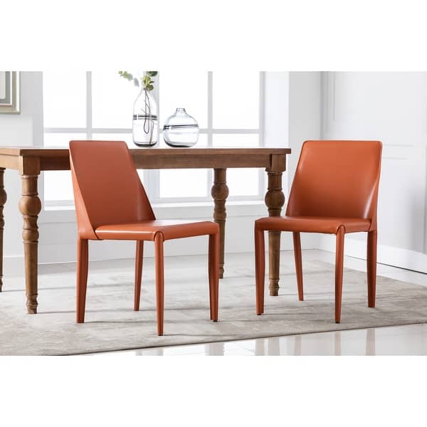 slide 2 of 40, Porthos Home Fei Dining Chairs Set of 2, Bridle Leather and Steel