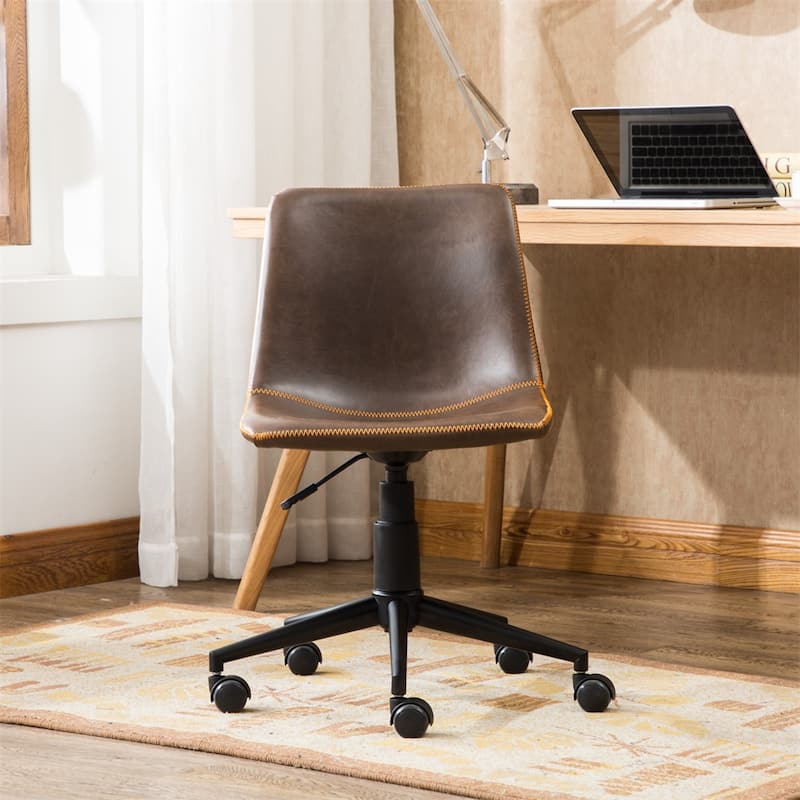 Faux Leather 360 Swivel Air Lift Office Chair - Brown