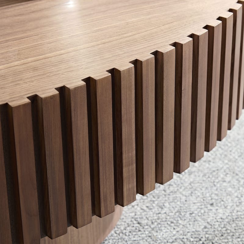 Modern Handcraft Drum Coffee Table Length 43.7 inch Ellipse Coffee Table for Living Room,Oval Small Coffee Table