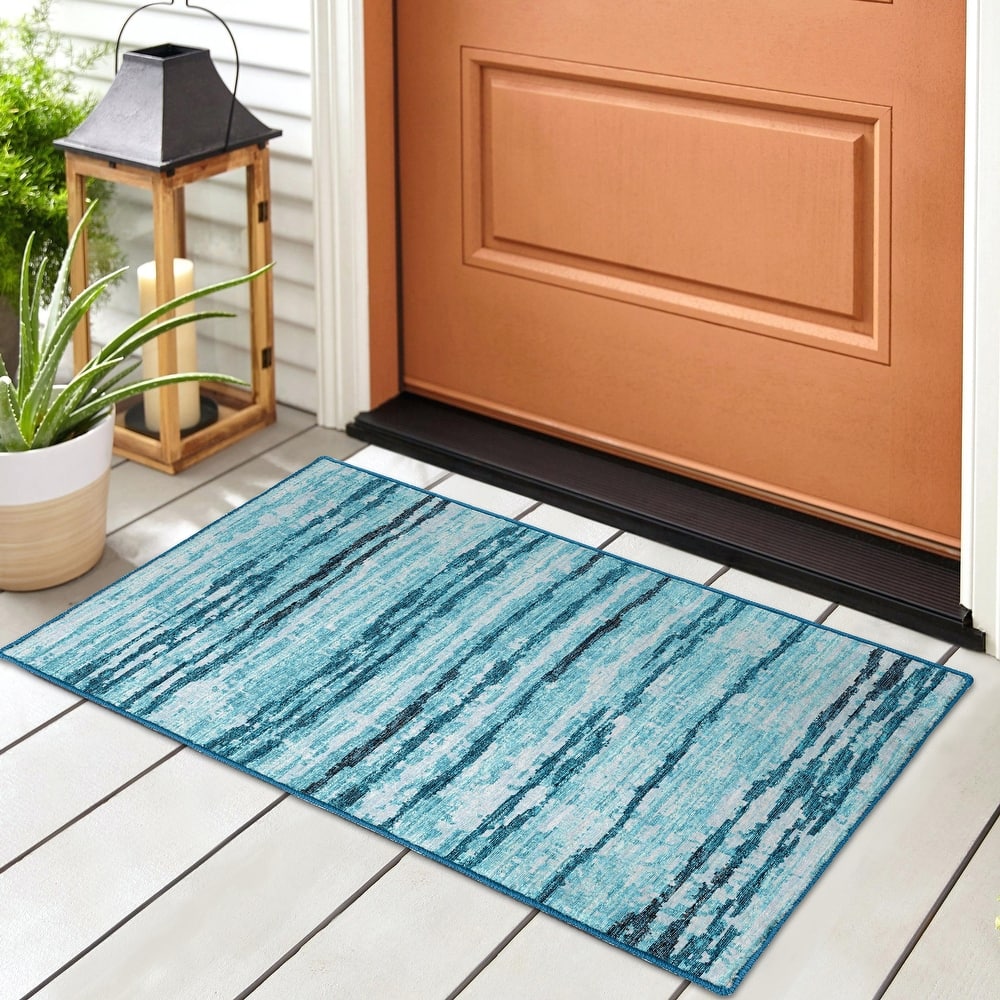 Indoor/ Outdoor Bravado Abstract Striped Baja Washable Area Rug