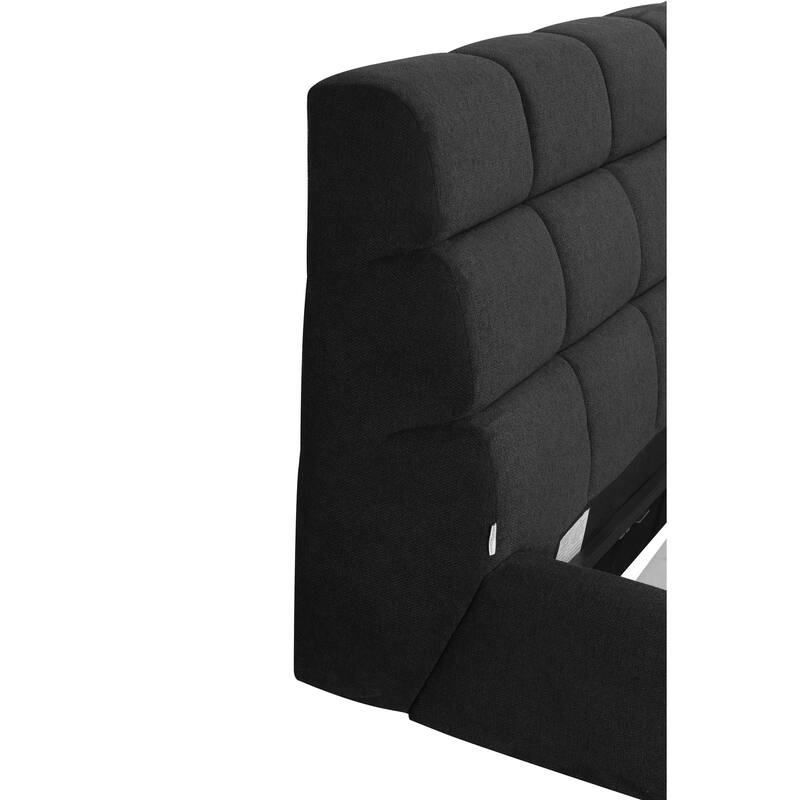 Queen Upholstered Bed - Dark Grey Padded Headboard & Base - Modern Bedroom Furniture