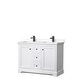 preview thumbnail 15 of 58, Avery 48 Inch Double Vanity, Cultured Marble Top White, Black Trim, Carrara Cultured Marble Top