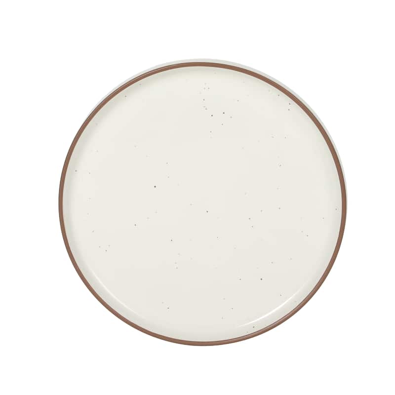 Gibson Elite Northrock Stoneware Dinnerware Set, 16-Piece Service for 4 - Plates & Bowls with Hand-Painted Terracotta Base