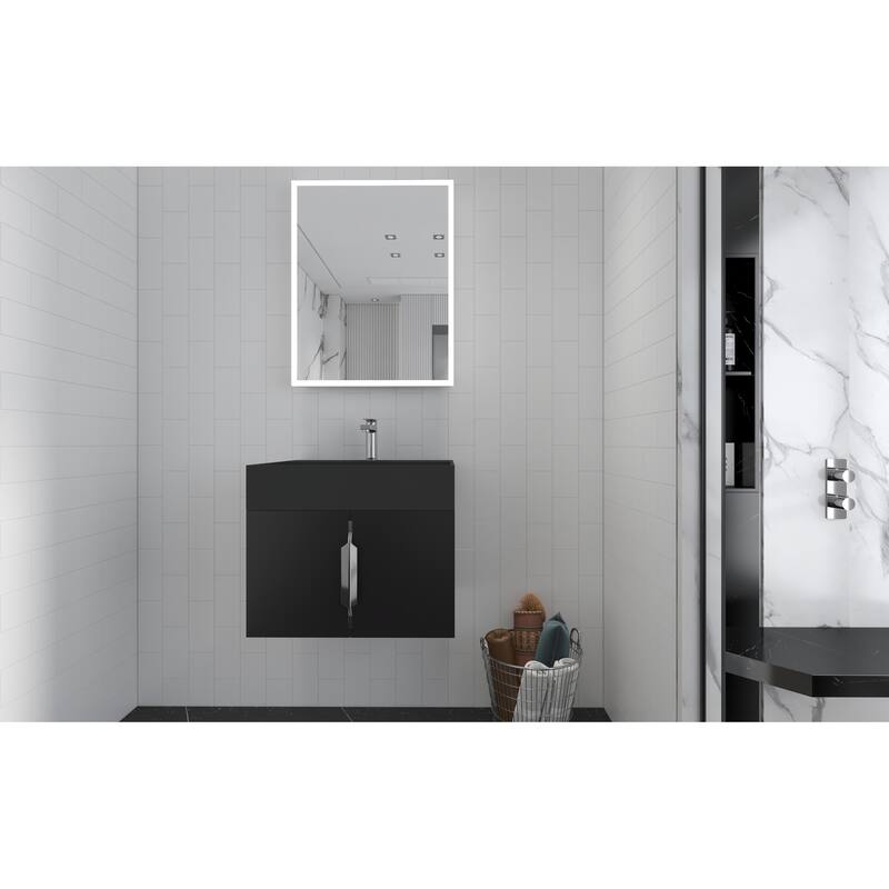 Amazon 24" Wall Mounted Bathroom Vanity Set w/ Black Top