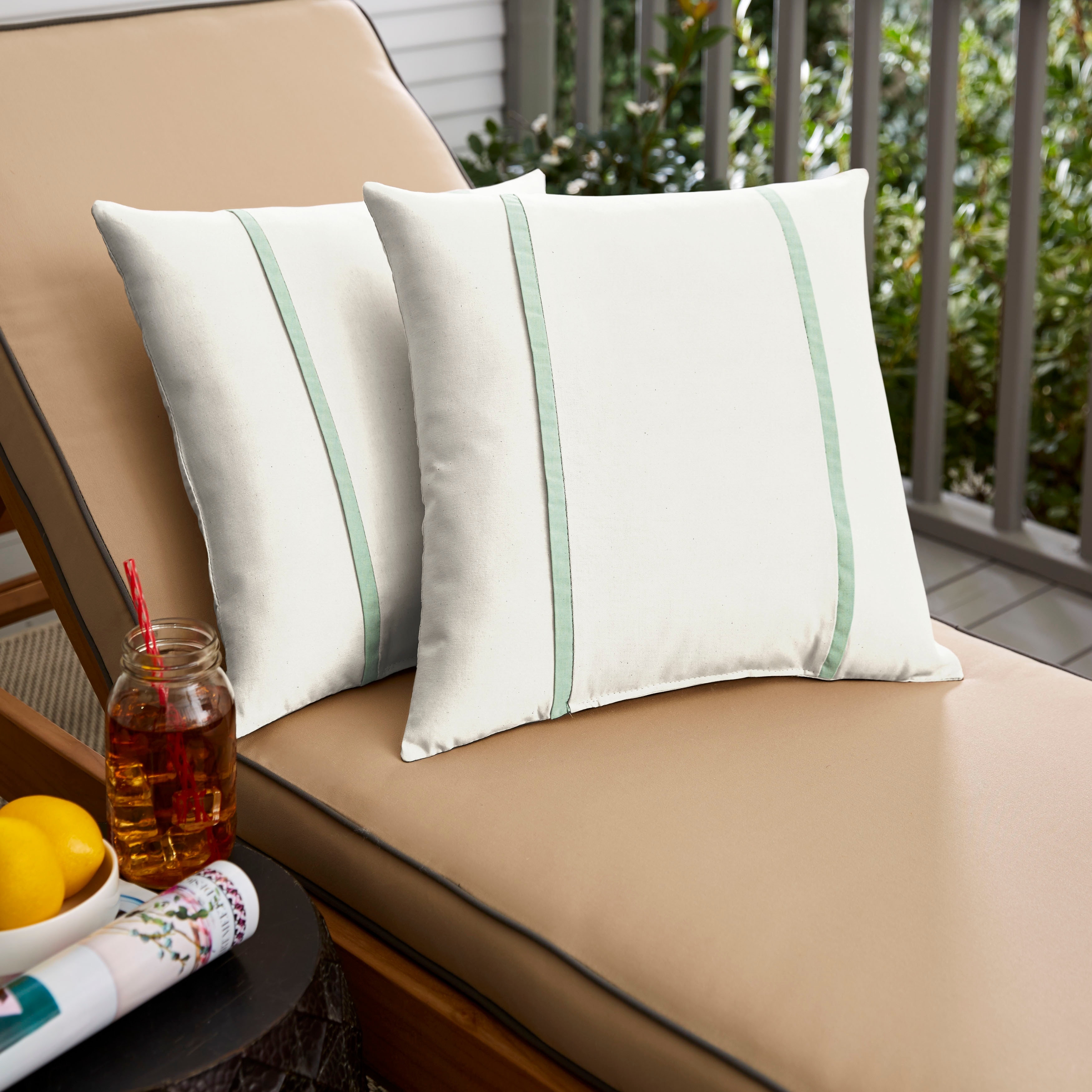 Sorra Home Sunbrella Outdoor Double Petite Flange Pillow Set of 2