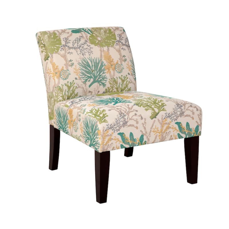 Avington Armless Slipper Accent Chair - Under the Sea Aqua and Cream