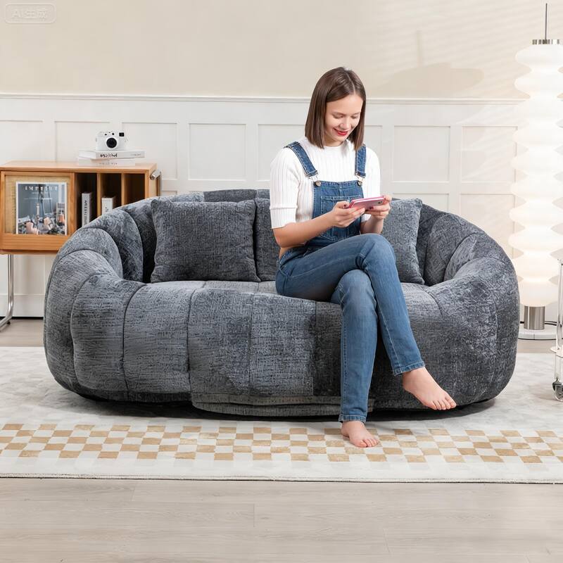 GDFStudio - Laurel Chenille 2-Seater Lazy Sofa with High-Density Foam and Oversized Comfort