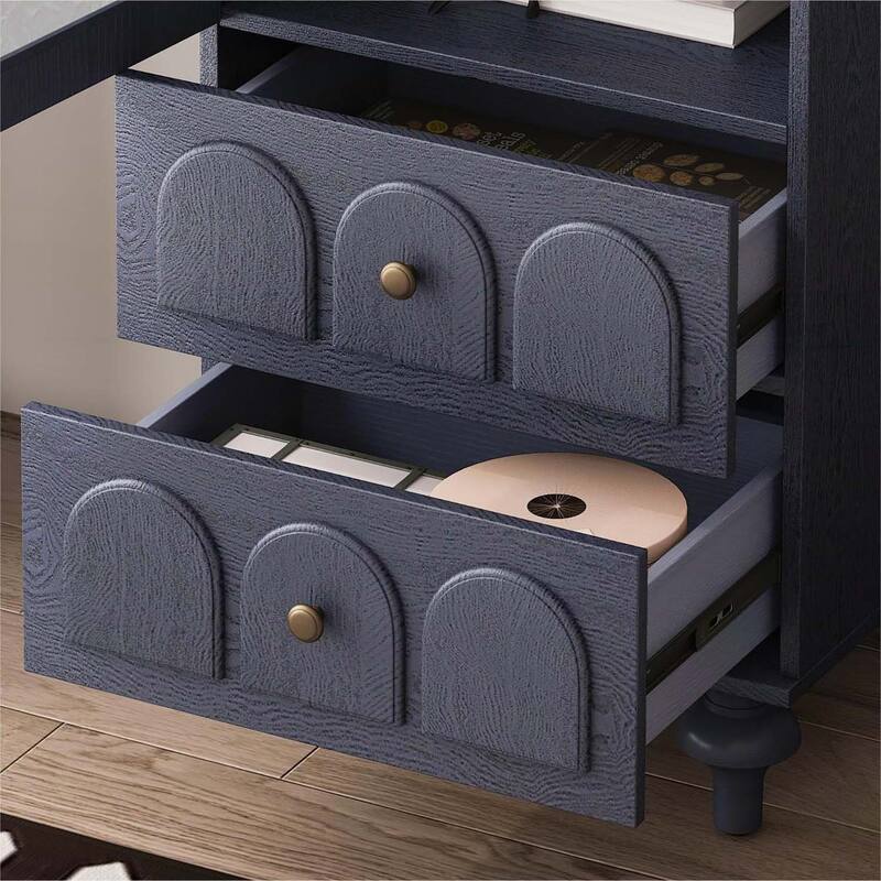 Tall Storage Cabinet with Tempered Glass Door,Two Drawers,and Adjustable Shelf for Spacious and Stylish Storage Solutions