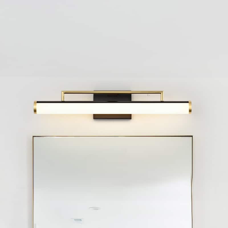 Solano Medium Vanity - LED - Black and Brushed Brass Finish - White Acrylic Lens