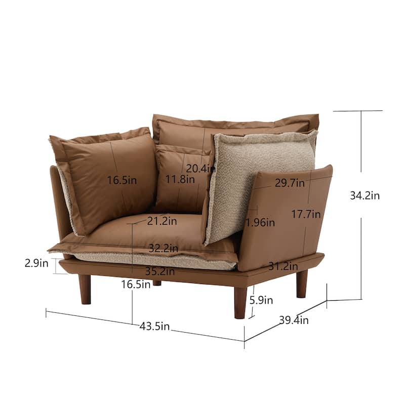 Dual-Texture Chenille Lounge Chair with Adjustables