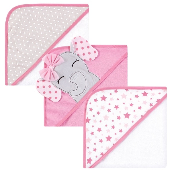 slide 1 of 1, Hudson Baby Infant Girl Cotton Rich Hooded Towels, Pink Dots Pretty Elephant, One Size - Pink Dots Pretty Elephant - One Size One Size - Pink Dots Pretty Elephant