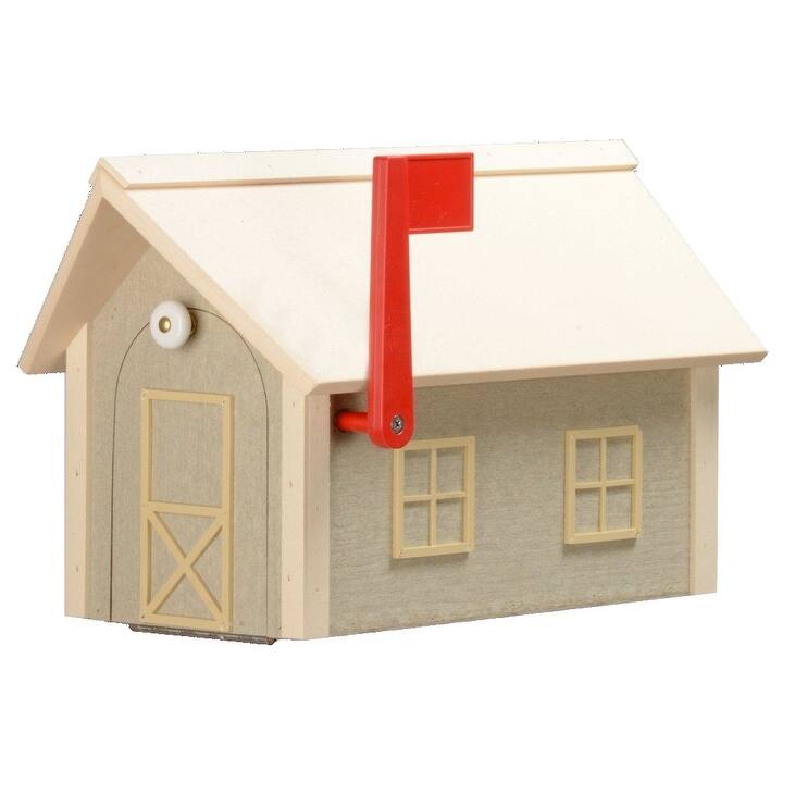Standard Poly Mailbox with Poly Roof - Birchwood and Ivory