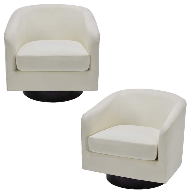 Modern 360° Swivel Barrel Accent Chairs by DREAMSIDEA - 2 SET - BEIGE LINEN