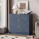 3 Drawer Fluted Dresser, 32 Inch Wide Nightstand with Large Drawer End Table for Bedroom - Blue