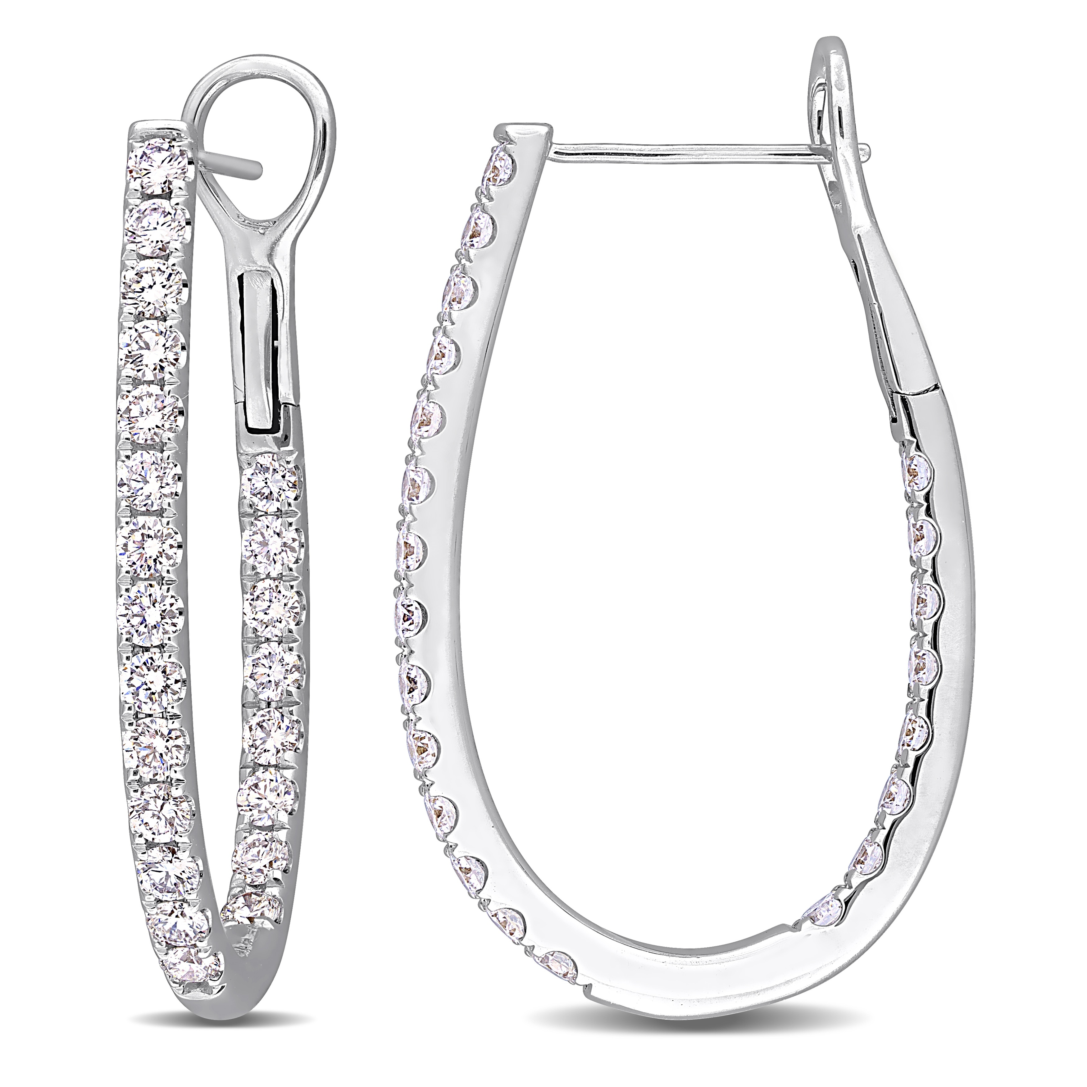Miadora 2 1/5ct TW Lab-Grown Diamond Hoop Earrings 14k White Gold