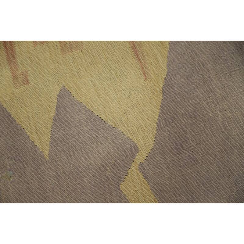 Hand Woven Oriental 100% Wool Carpet Southwestern Tribal Yellow & Gold Kilim Area Rug - 9' 8'' X 7' 10''