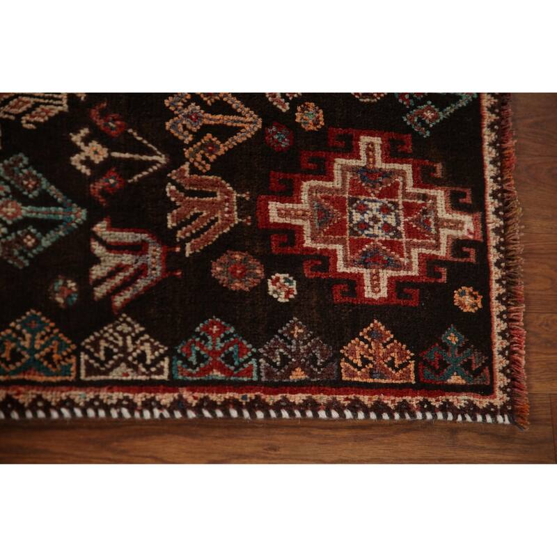 Tribal Geometric Shiraz Persian Vintage Area Rug Handmade Wool Carpet - 5'3"x 8'1"