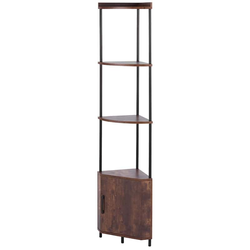 5 Tier Corner Stand with Smart LED Lights and Cabinet for Home Decor - 12 x 12 x 66.1 in