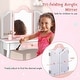 preview thumbnail 14 of 53, Costway Kids Vanity Table & Stool Set with Cute Polka Dot Print - See Details