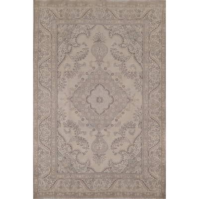 Distressed Tabriz Vintage Persian Rug Handmade Wool Carpet - 6'7" x 9'6"