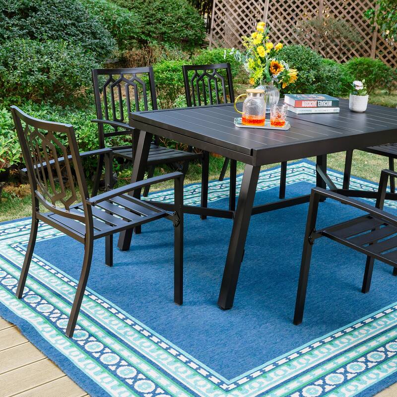 MAISON ARTS 7/9-Piece Outdoor Dining Table Sets with Expandable Rectangular Metal Dining Table & 6/8 Dining Chairs