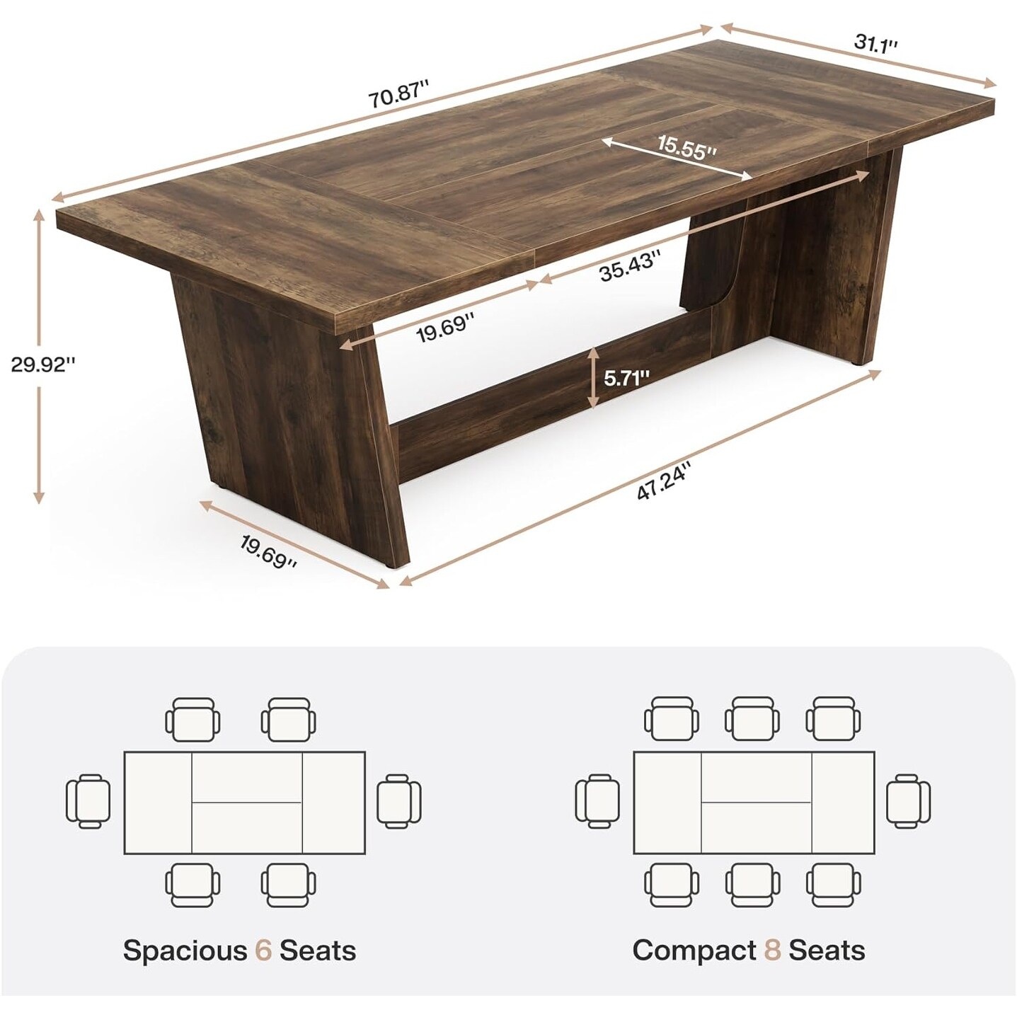 70.87-Inch-Wood-Dining-Table,-