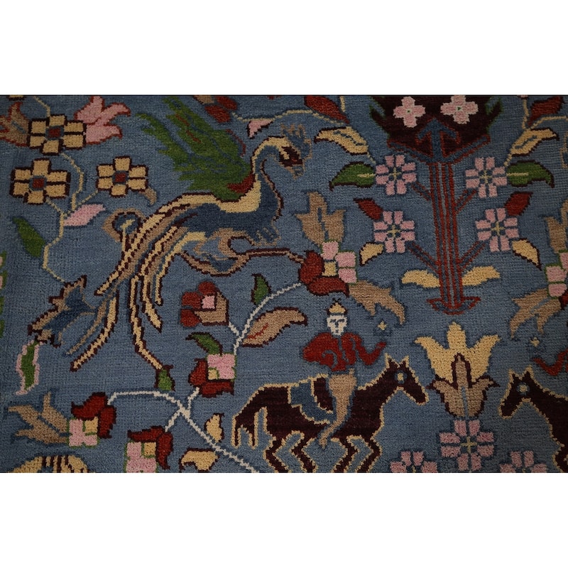 Hunting Animals Ziegler Large Indian Rug Handmade Wool Carpet - 9'10"x 13'10"
