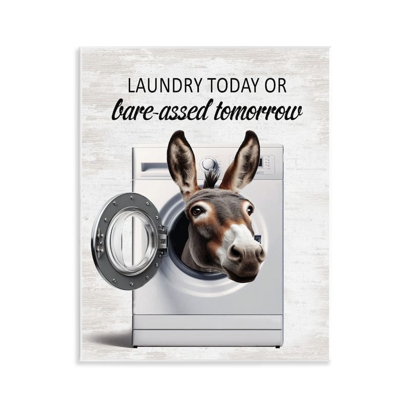 Stupell Sassy Laundry Donkey Pun Wall Plaque Art Design By Lettered and Lined - 11 x 14