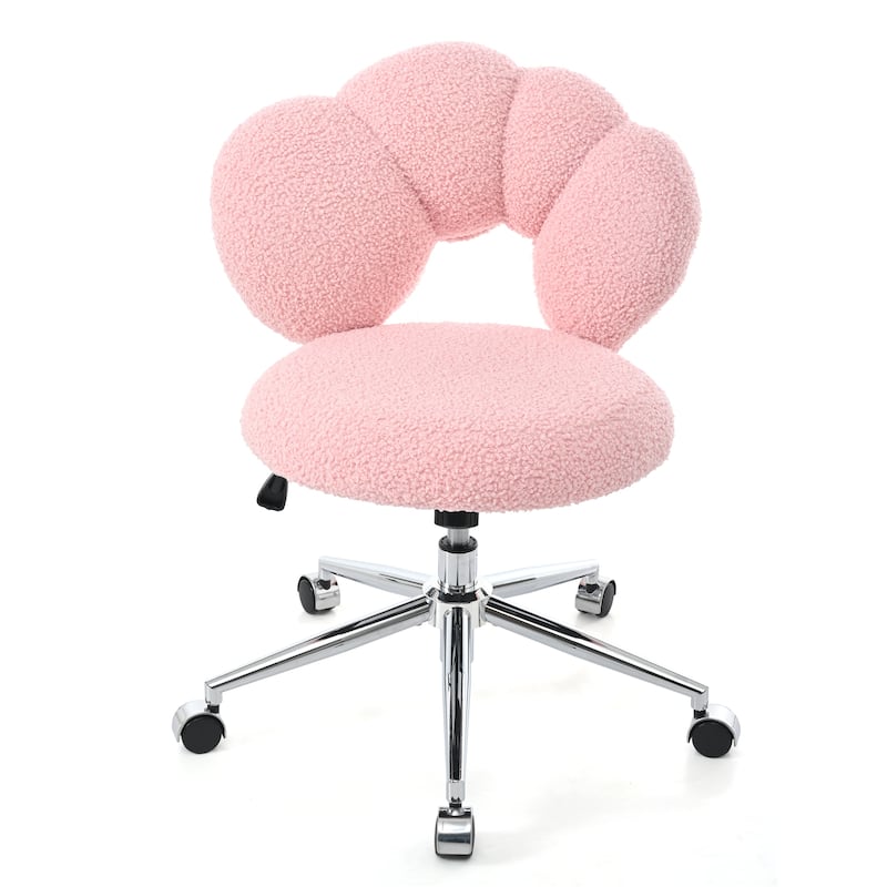 360°Swivel Height Adjustable,Swivel Chair,Teddy Fabric,Home Office Chair - 25.20 x 24.60 x 31.30