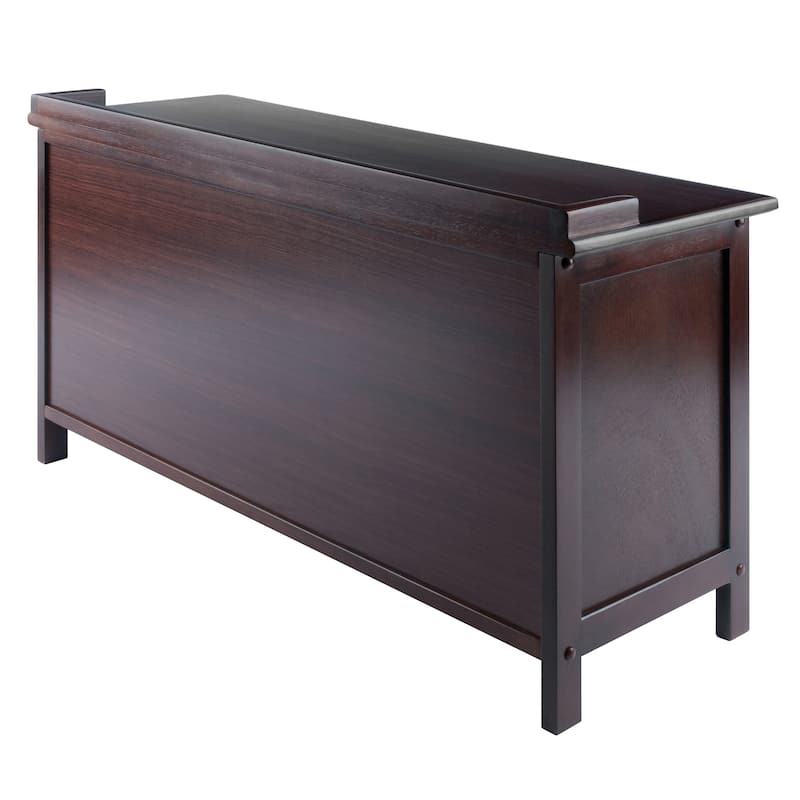 Adriana 4-Pc Storage Bench with 3 Foldable Woven Baskets, Walnut - 38.27 x 14.17 x 21.85 inches