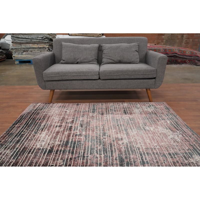 Hand Knotted Oriental Viscose Silk Carpet Modern All-Over Oranges & Rust Abstract Area Rug - 5' 10'' X 4' 1''