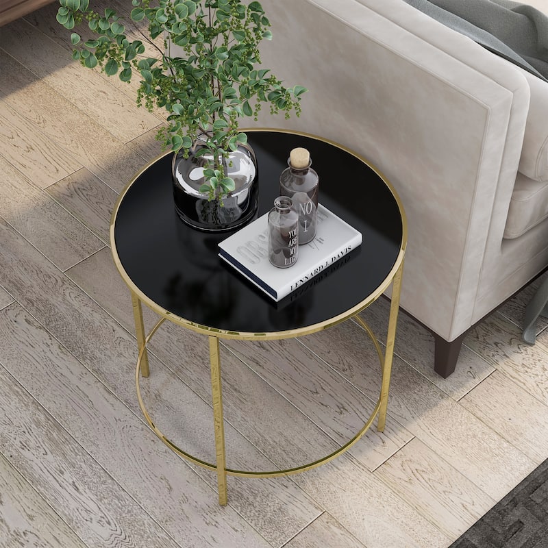 Llewellyn Contemporary 22-inch Glass Top Side Table by Furniture of America