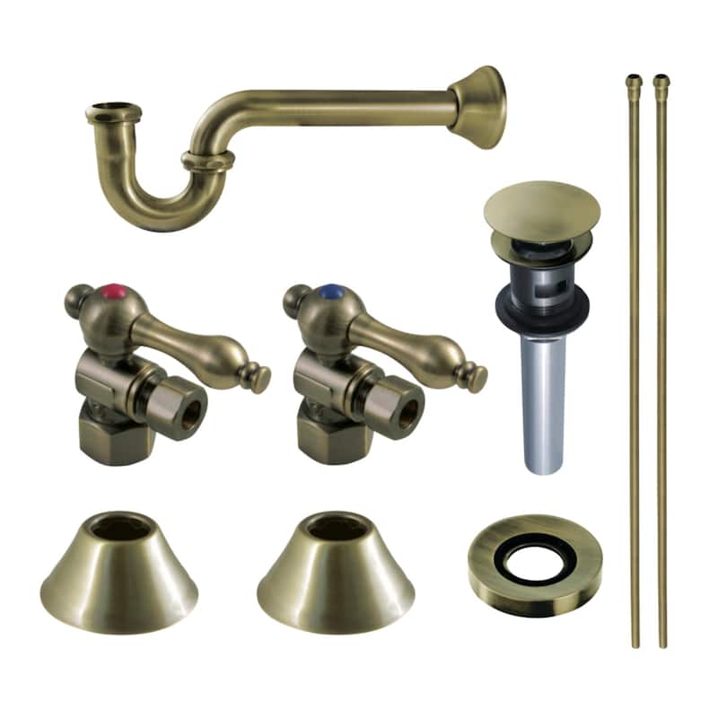 Kingston Brass Trimscape Plumbing Sink Trim Kit with P-Trap and Overflow Drain - Antique Brass