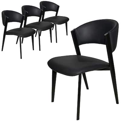 Set of 4 Leather Dining Chairs - Accent Chairs with Sturdy Metal Legs & Cushioned Seats - Ideal for Dining Room or Living Space