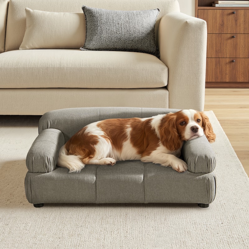 Jennifer Taylor Home Marcel Upholstered Modern Pet Bed, Small to Medium Dog or Cat - Uptown Gray