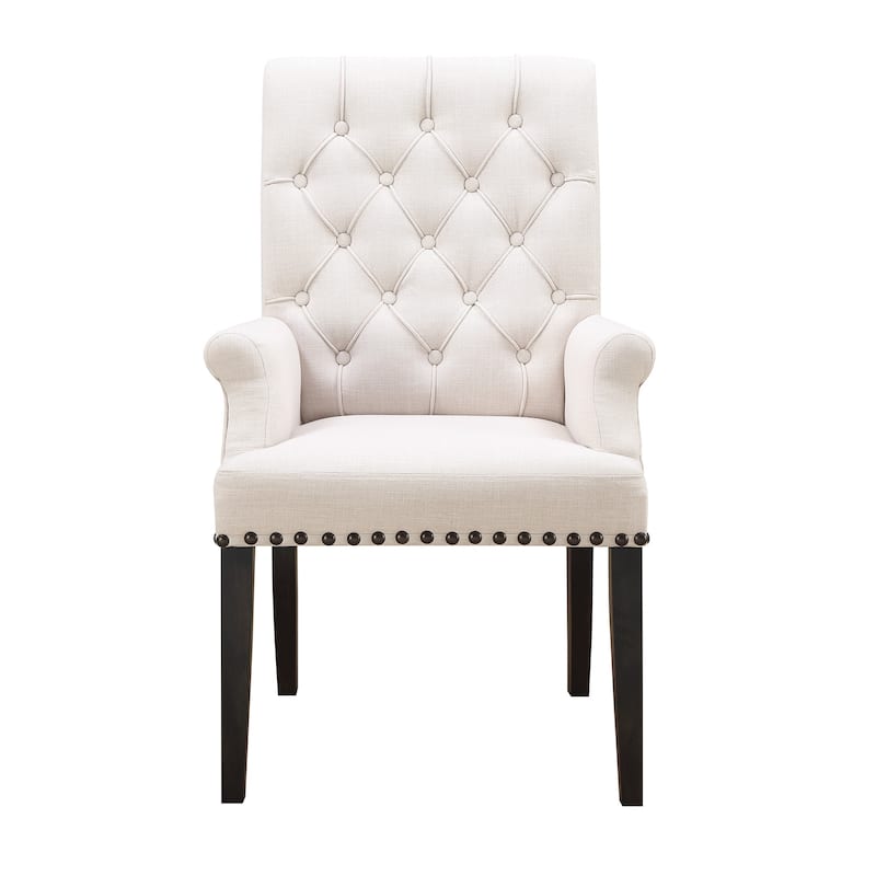 Side Dining Chair, Beige & Smokey Black - 41.25 H x 26.75 W x 28.5 L Inches