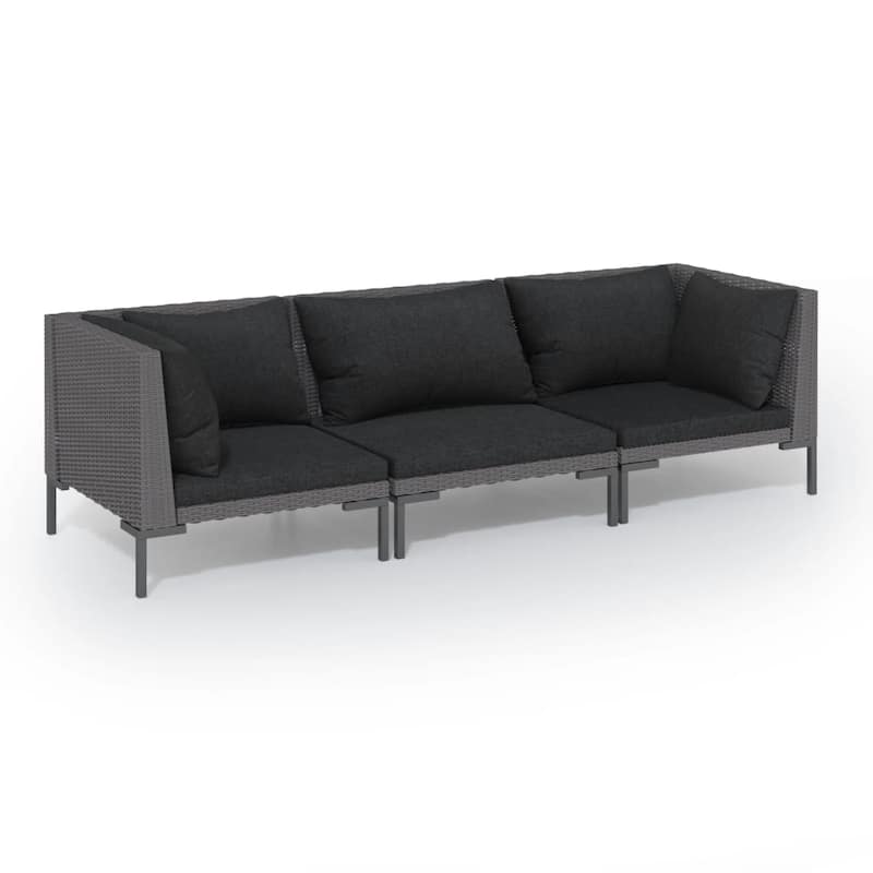 vidaXL Patio Lounge Set Outdoor Sectional Sofa Set Table Poly Rattan Dark Grey - 27.6" x 27.6" x 24"