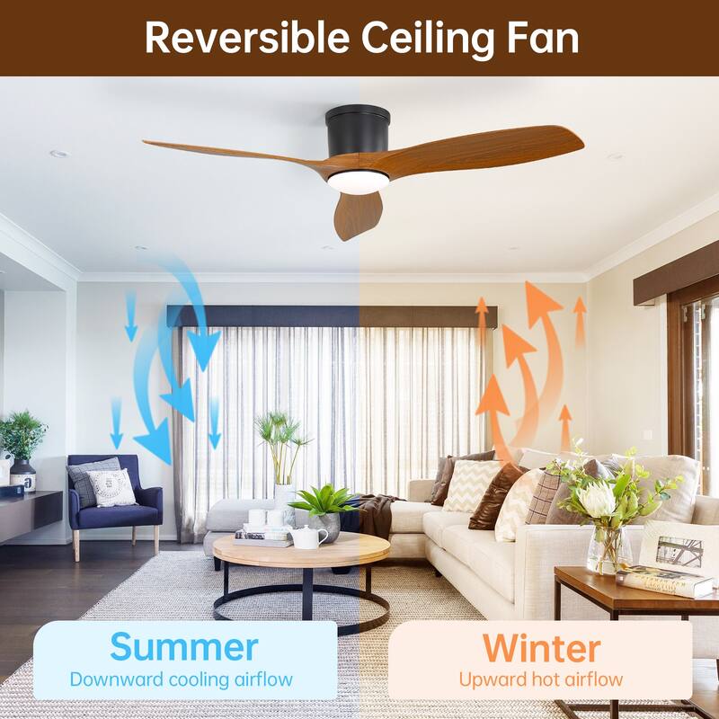 52 inch Smart Ceiling Fan with Light Remote 3 ABS Blades 18W Dimmable LED Reversible DC Motor