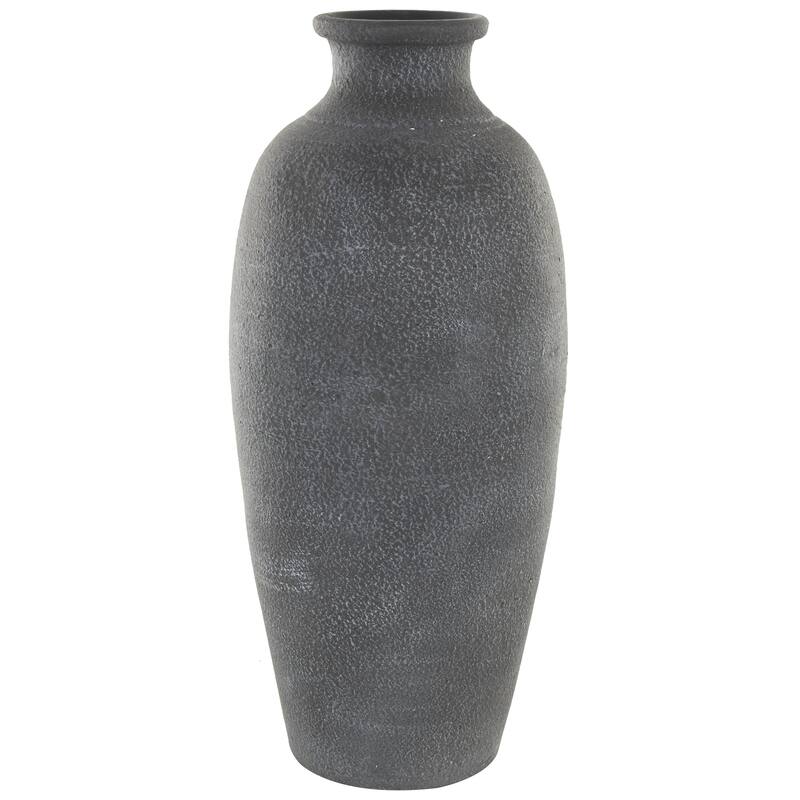 Ceramic Textured Whitewashed Decorative Vase - Black - Roche River Decor