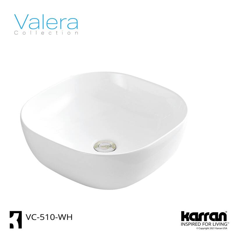 Karran Valera 17" Vitreous China Vessel Bathroom Sink in White